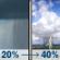 Tuesday: Areas of fog and a slight chance of rain showers before 8am, then a chance of showers and thunderstorms. Mostly sunny, with a high near 91. North northwest wind 0 to 5 mph. Chance of precipitation is 40%. Tuesday: Areas Of Fog then Chance Showers And Thunderstorms