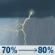 Sunday: A chance of rain showers before 7am, then showers and thunderstorms. Mostly cloudy, with a high near 83. South southwest wind around 5 mph. Chance of precipitation is 80%. Sunday: Showers And Thunderstorms